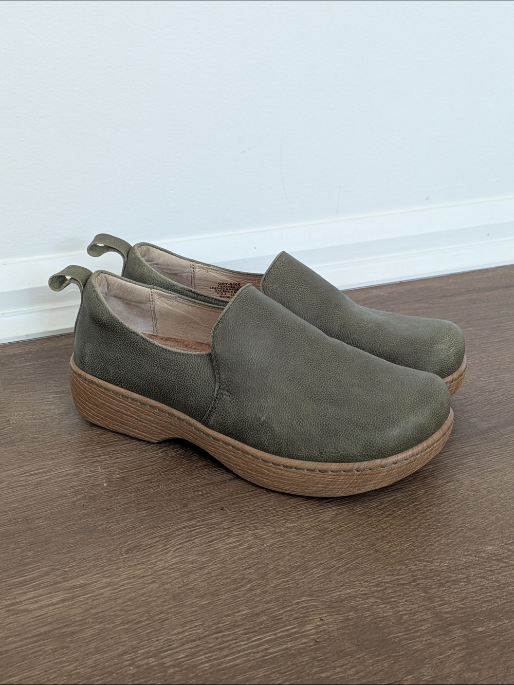 Alegria Olive Slip-On Clog